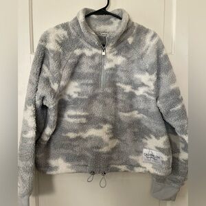 Calvin Klein Gray and White Fleece Jacket